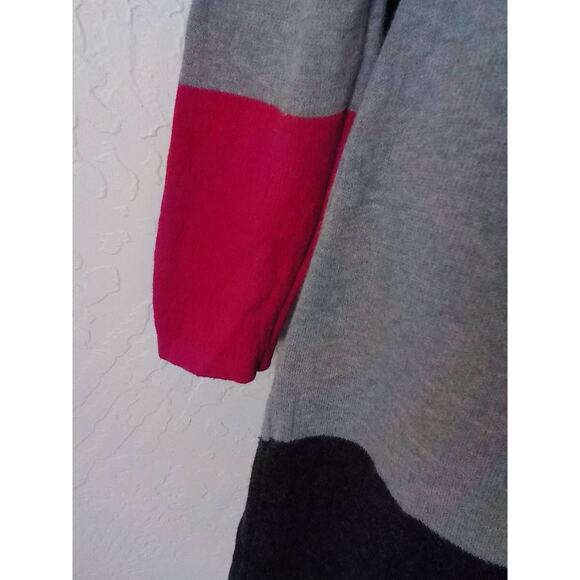 Nicole Miller NY Knit Sweater Dress Gray Pink Color Block Women size Large - Picture 9 of 12